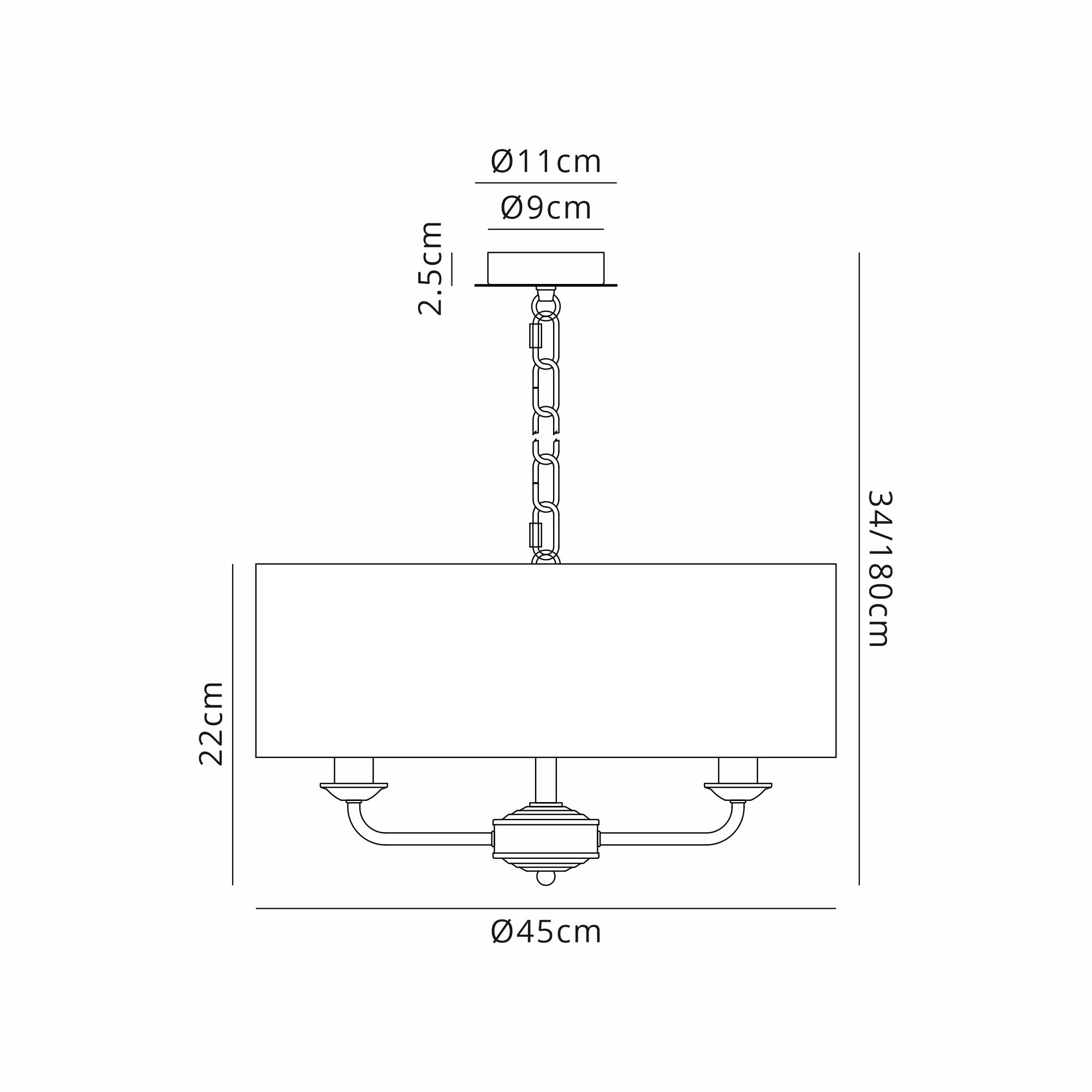 Banyan 45cm 3 Light Pendant Polished Chrome; Black